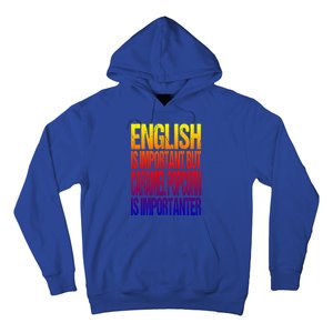 Fun English Is Important But Caramel Popcorn Is Importanter Funny Gift Hoodie