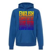 Fun English Is Important But Caramel Popcorn Is Importanter Funny Gift Premium Hoodie