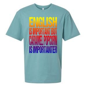 Fun English Is Important But Caramel Popcorn Is Importanter Funny Gift Sueded Cloud Jersey T-Shirt