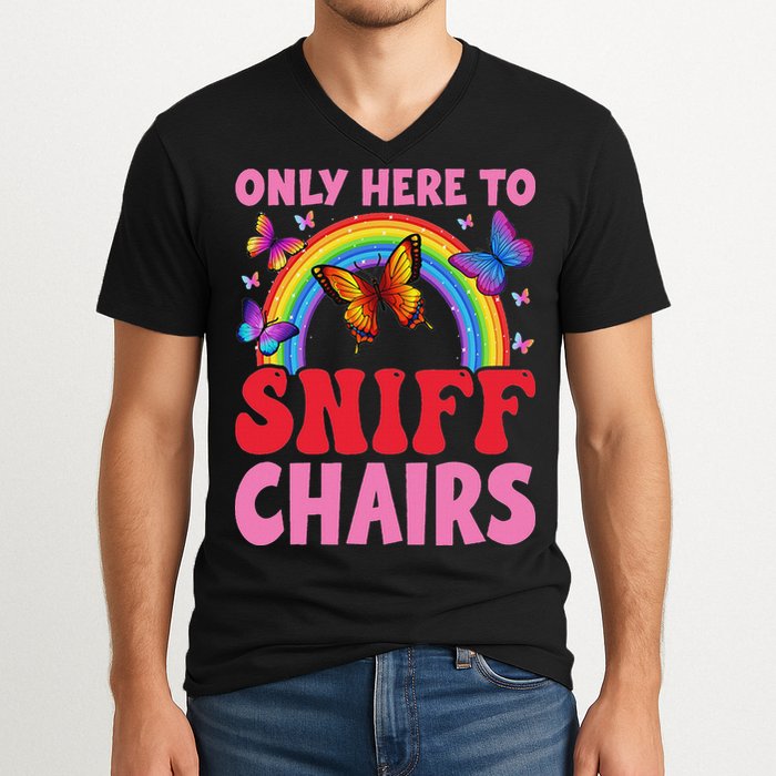 Funny Embarrassing Inappropriate Only Here To Sniff Chair V-Neck T-Shirt