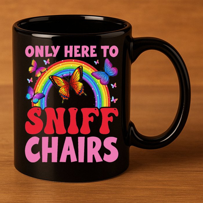 Funny Embarrassing Inappropriate Only Here To Sniff Chair 11oz C Handle Ceramic Mug