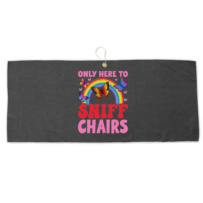 Funny Embarrassing Inappropriate Only Here To Sniff Chair Large Microfiber Waffle Golf Towel