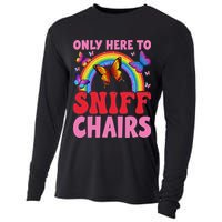 Funny Embarrassing Inappropriate Only Here To Sniff Chair Cooling Performance Long Sleeve Crew