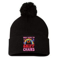 Funny Embarrassing Inappropriate Only Here To Sniff Chair Pom Pom 12in Knit Beanie