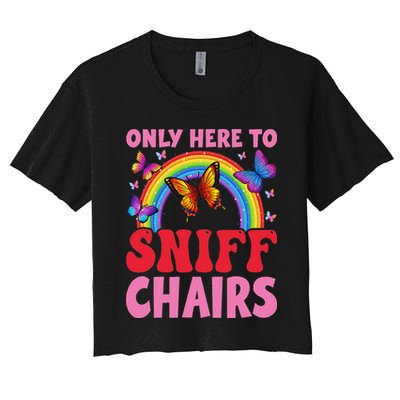 Funny Embarrassing Inappropriate Only Here To Sniff Chair Crop Top