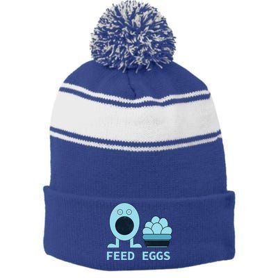 Feed Eggs I Think You Should Leave Stripe Pom Pom Beanie