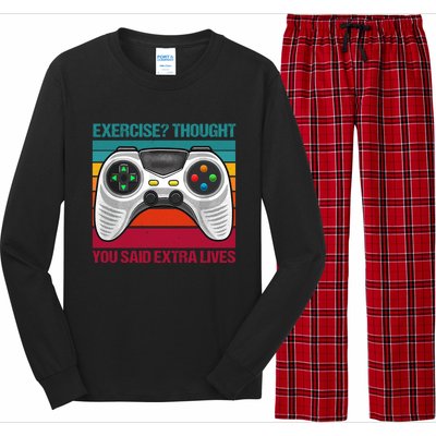 Funny Exercise I Thought You Said Extra Lives Gaming Gamer Gift Long Sleeve Pajama Set