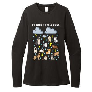 Funny English Idiom Raining Cats and Dogs Puppies Kitten Womens CVC Long Sleeve Shirt