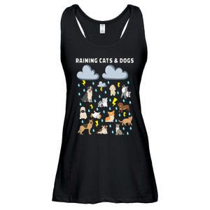 Funny English Idiom Raining Cats and Dogs Puppies Kitten Ladies Essential Flowy Tank