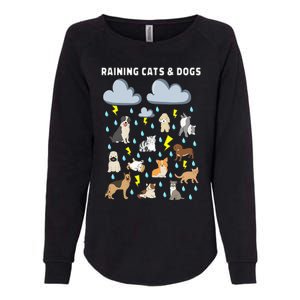 Funny English Idiom Raining Cats and Dogs Puppies Kitten Womens California Wash Sweatshirt