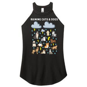 Funny English Idiom Raining Cats and Dogs Puppies Kitten Women's Perfect Tri Rocker Tank