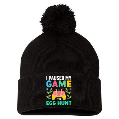 Funny Easter I Pause My Game To Egg Hunt Pom Pom 12in Knit Beanie