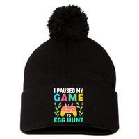Funny Easter I Pause My Game To Egg Hunt Pom Pom 12in Knit Beanie