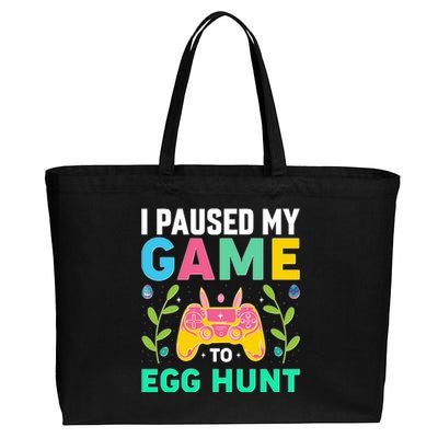 Funny Easter I Pause My Game To Egg Hunt Cotton Canvas Jumbo Tote