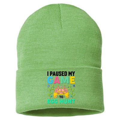 Funny Easter I Pause My Game To Egg Hunt Sustainable Knit Beanie