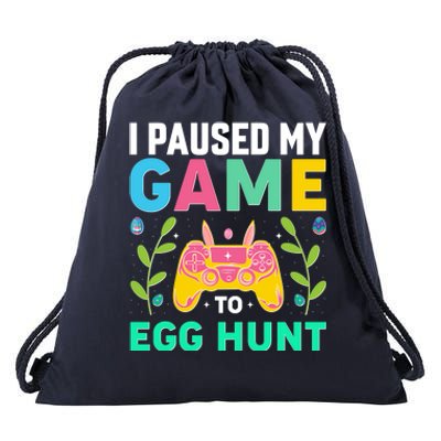 Funny Easter I Pause My Game To Egg Hunt Drawstring Bag