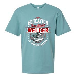 Funny Education Is Important But Welder Welding Importanter Sueded Cloud Jersey T-Shirt