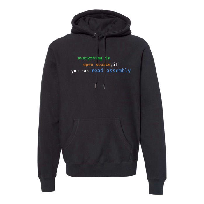 Funny Everything Is Open Source If You Can Read Assembly Premium Hoodie