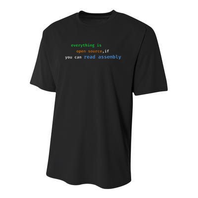 Funny Everything Is Open Source If You Can Read Assembly Youth Performance Sprint T-Shirt