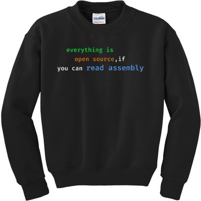 Funny Everything Is Open Source If You Can Read Assembly Kids Sweatshirt