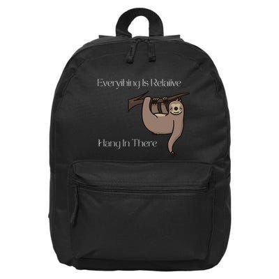 Funny Everything Is Relative Animal Hang In There 16 in Basic Backpack