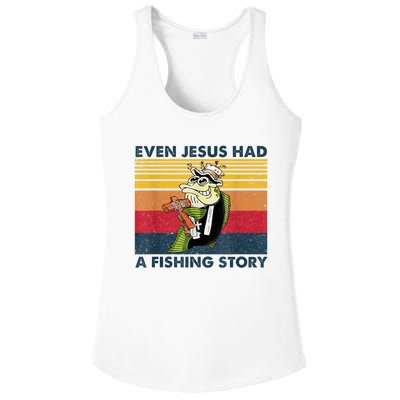 Fish Even Jesus Had A Fishing Story Vintage Ladies PosiCharge Competitor Racerback Tank