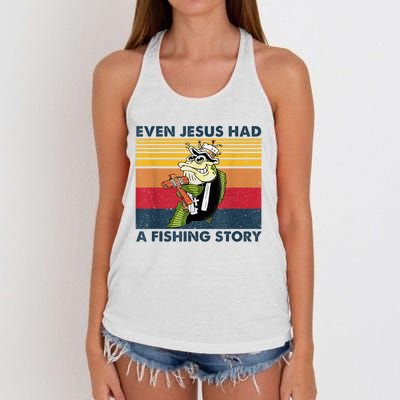 Fish Even Jesus Had A Fishing Story Vintage Women's Knotted Racerback Tank