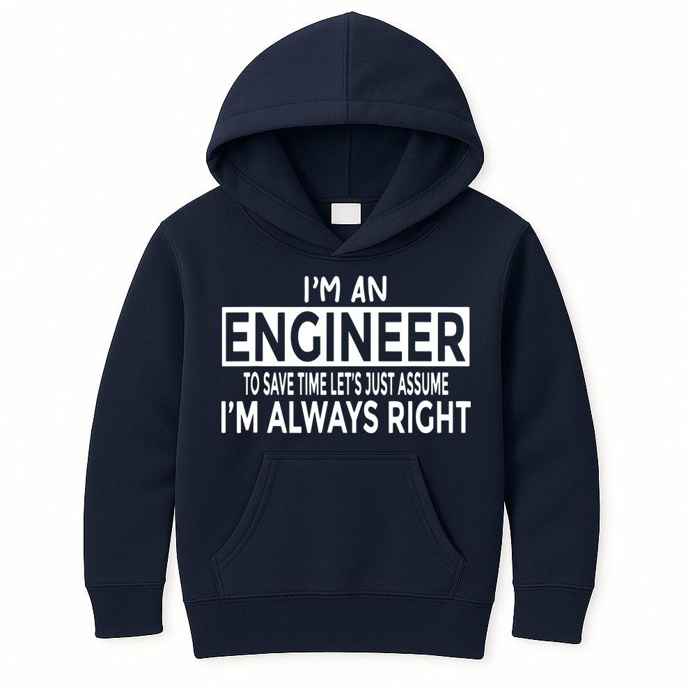 Funny Engineer Just Assume Im Always Right Kids Hoodie