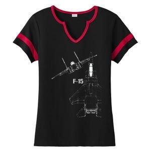 F15 Eagle Jet Military Stealth Fighter Jet Ladies Halftime Notch Neck Tee