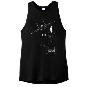 F15 Eagle Jet Military Stealth Fighter Jet Ladies PosiCharge Tri-Blend Wicking Tank