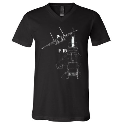 F15 Eagle Jet Military Stealth Fighter Jet V-Neck T-Shirt