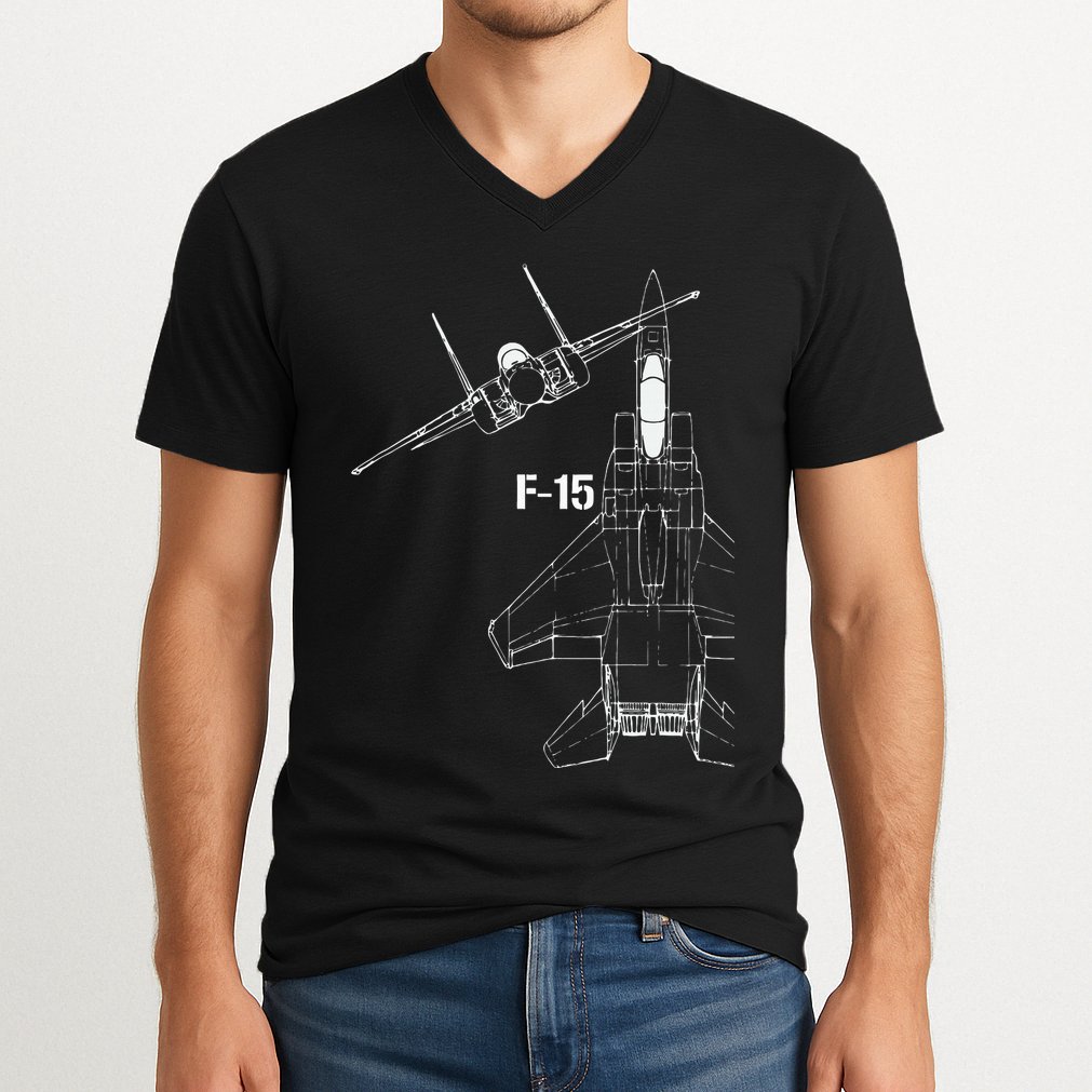 F15 Eagle Jet Military Stealth Fighter Jet V-Neck T-Shirt