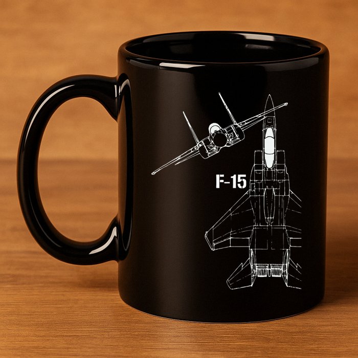 F15 Eagle Jet Military Stealth Fighter Jet 11oz C Handle Ceramic Mug