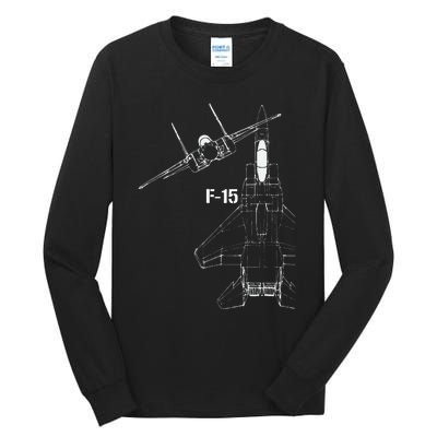 F15 Eagle Jet Military Stealth Fighter Jet Tall Long Sleeve T-Shirt