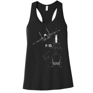 F15 Eagle Jet Military Stealth Fighter Jet Women's Racerback Tank