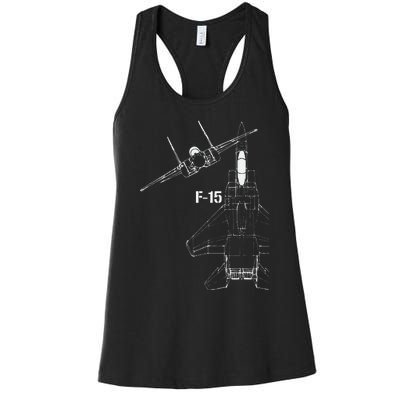 F15 Eagle Jet Military Stealth Fighter Jet Women's Racerback Tank