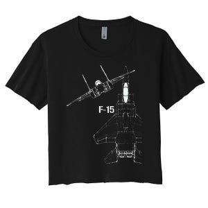 F15 Eagle Jet Military Stealth Fighter Jet Women's Crop Top Tee