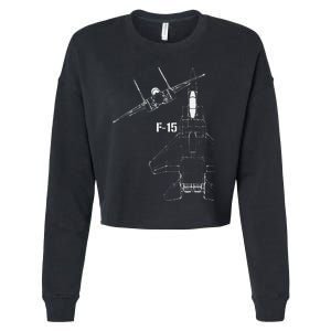 F15 Eagle Jet Military Stealth Fighter Jet Cropped Pullover Crew