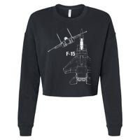 F15 Eagle Jet Military Stealth Fighter Jet Cropped Pullover Crew