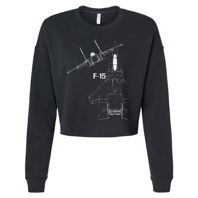 F15 Eagle Jet Military Stealth Fighter Jet Cropped Pullover Crew