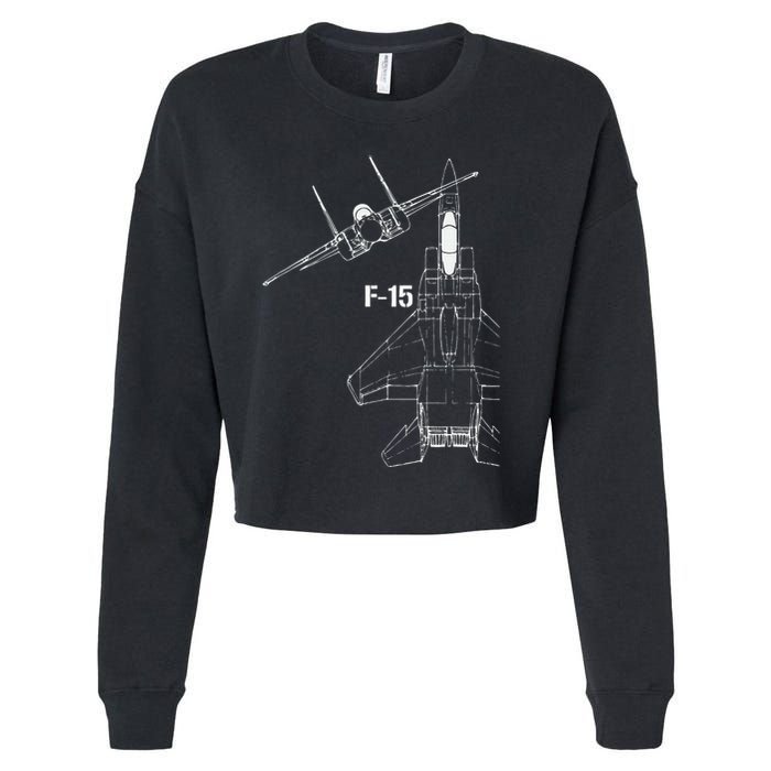 F15 Eagle Jet Military Stealth Fighter Jet Cropped Pullover Crew