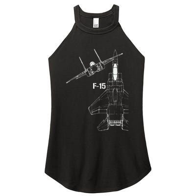 F15 Eagle Jet Military Stealth Fighter Jet Women's Perfect Tri Rocker Tank