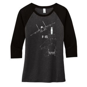 F15 Eagle Jet Military Stealth Fighter Jet Women's Tri-Blend 3/4-Sleeve Raglan Shirt