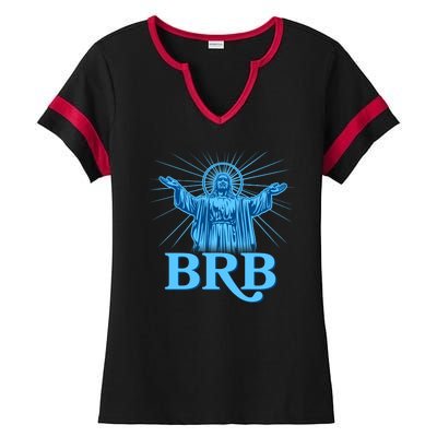 Funny Easter Jesus BRB Be Right Back Ladies Halftime Notch Neck Tee