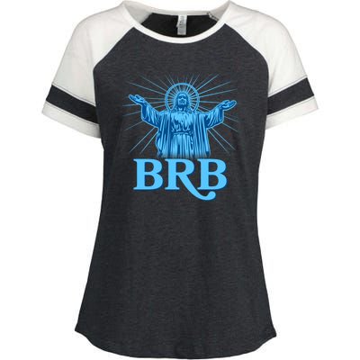 Funny Easter Jesus BRB Be Right Back Enza Ladies Jersey Colorblock Tee