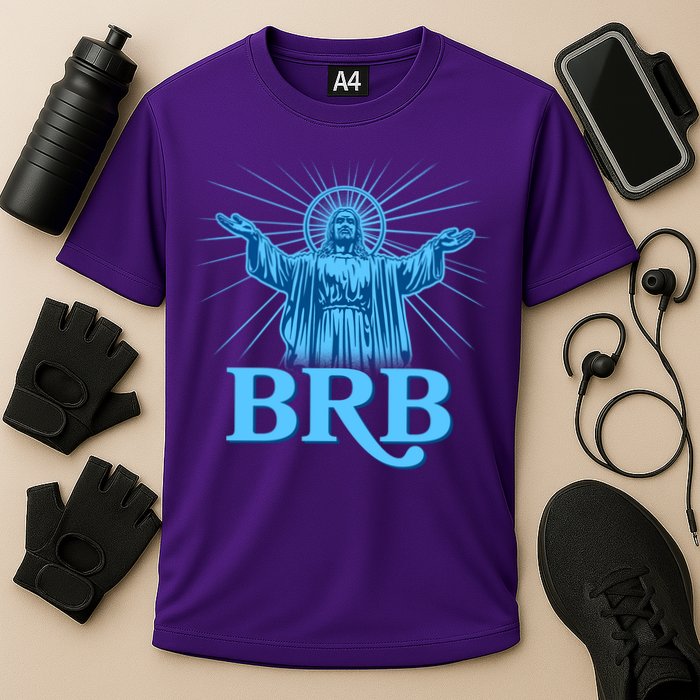 Funny Easter Jesus BRB Be Right Back Cooling Performance Crew T-Shirt