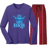 Funny Easter Jesus BRB Be Right Back Women's Long Sleeve Flannel Pajama Set 