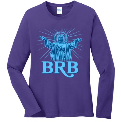 Funny Easter Jesus BRB Be Right Back Ladies Long Sleeve Shirt