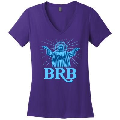 Funny Easter Jesus BRB Be Right Back Women's V-Neck T-Shirt