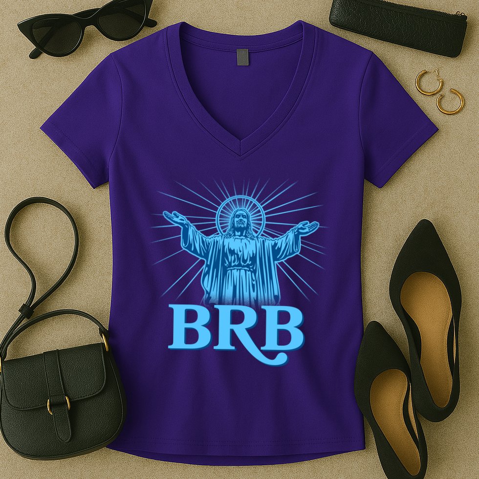 Funny Easter Jesus BRB Be Right Back Women's V-Neck T-Shirt
